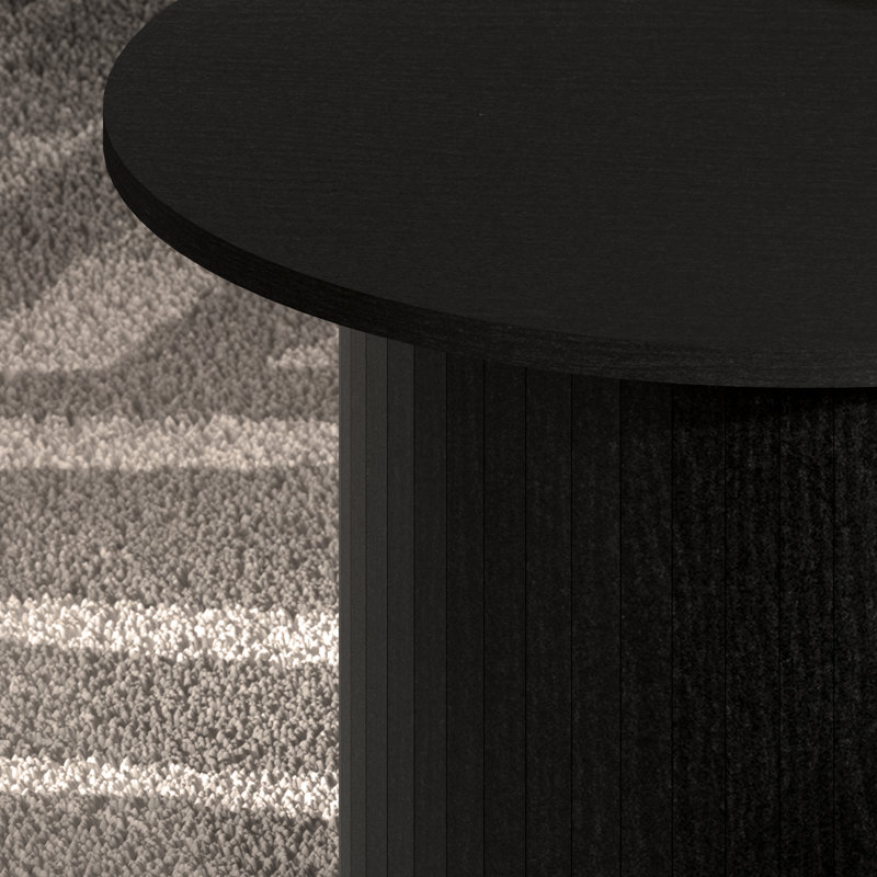 Aurel Buchheit Modern Round Pedestal End And Coffee Table Set, Black Oak