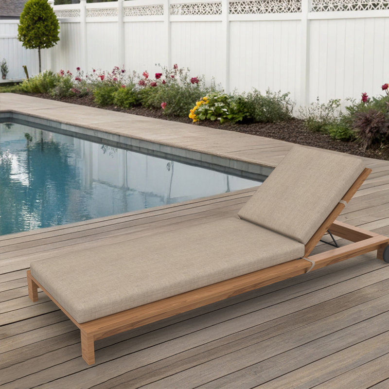Amala Sunbrella® Outdoor Chaise Lounge Cushion, 23" x 29"/25" x 47" , Cast Ash Sunbrella® Plainweave
