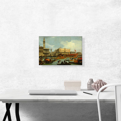 «Return to the Pier» par le Palazzo Ducale 1729 par Canaletto - reproduction d'art sur toile tendue