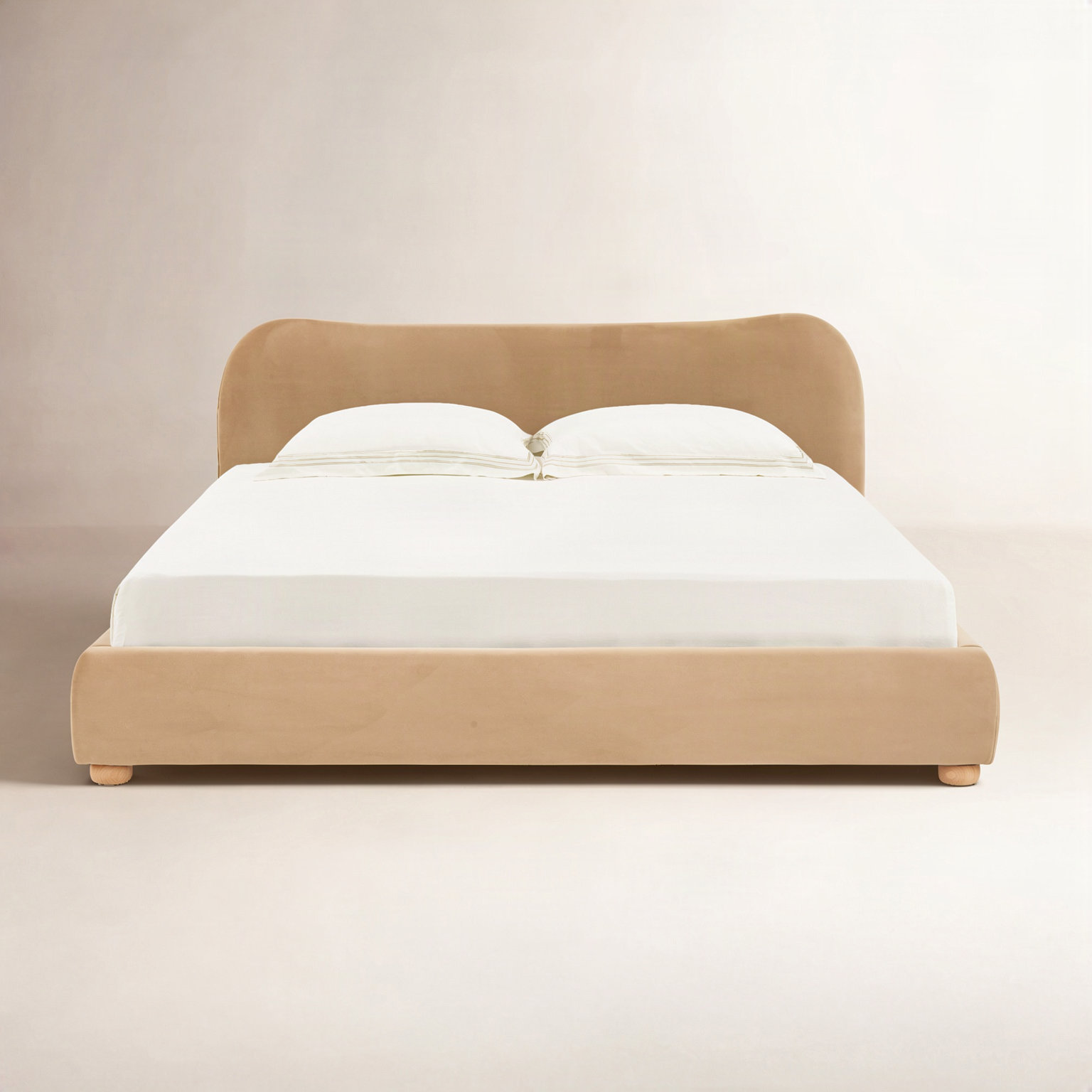 Liza Upholstered Bed, King, Light Brown Velvet