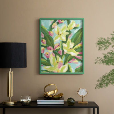 Floral Vibration I, reproduction encadrée - bois massif