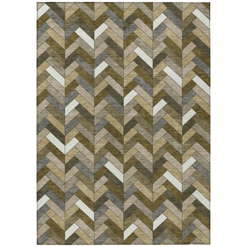 Machine Washable Indoor/Outdoor Matteson ACN2296 Geometric Rug, Rectangle 8' x 10'