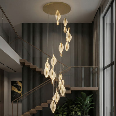 Modern Gold Cluster Teardrop LED Chandelier, 26" Wide, Dimmable, 3000K Warm White, Sloped Ceiling Compatible
