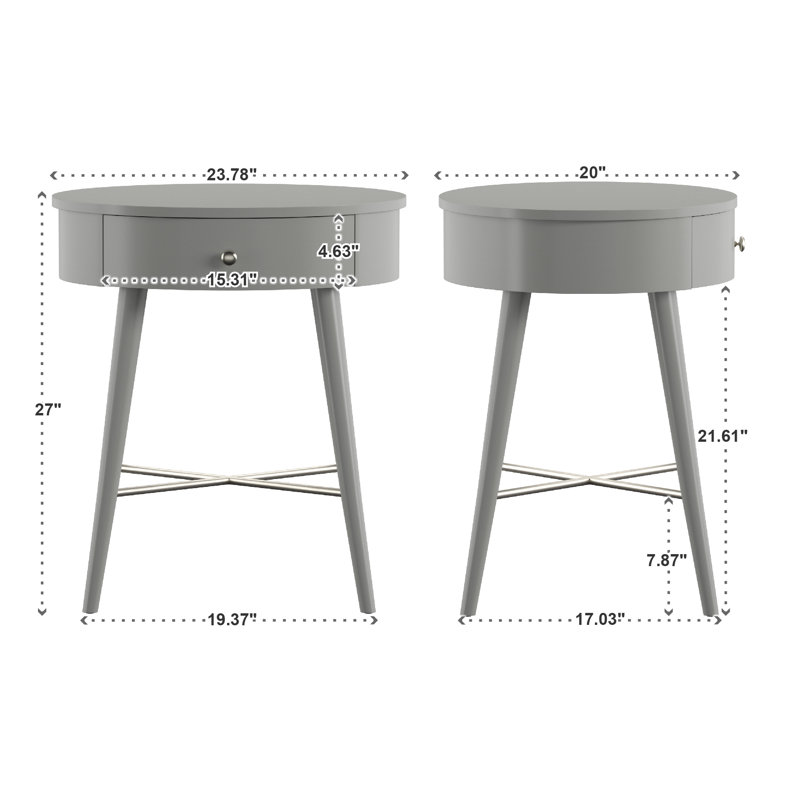 Table de bout avec rangement Lugenia, Gris givré