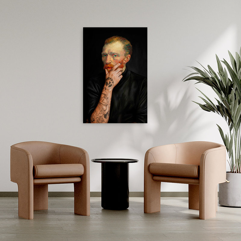 Painterly Modern Man, art mural moderne, 36" H x 24" W