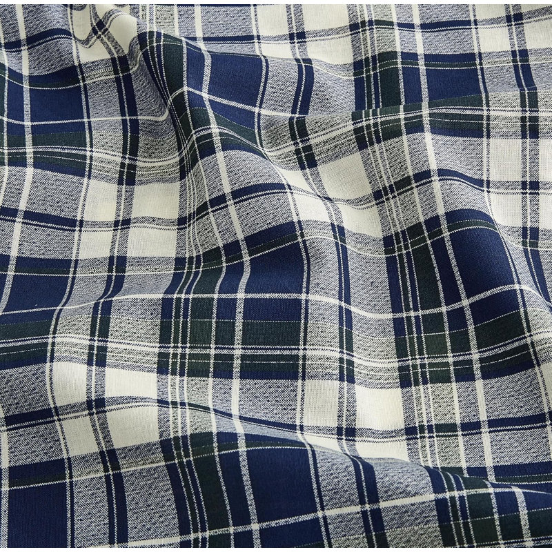 Chad Plaid Printed Cotton Bed Sheet Set, Queen Sheet Set with 2 Standard Pillowcases
