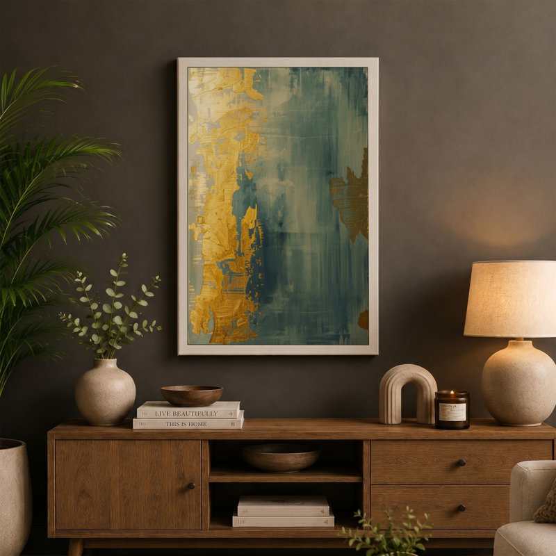 Vertical Contemplation Abstract - Wrapped Canvas, 24x16 - 61.0 x 40.6 cm, Terracotta Border