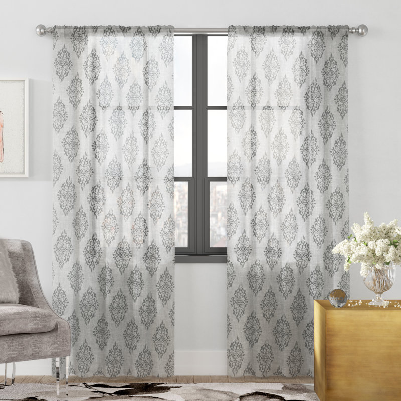 Paire de rideaux transparents avec passe-tringle Knisley, Taupe, l 54 po x L 84 po