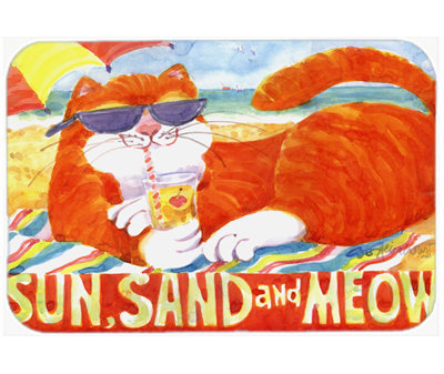 Planche à découper en verre de plage caroline trésors tabby allongé