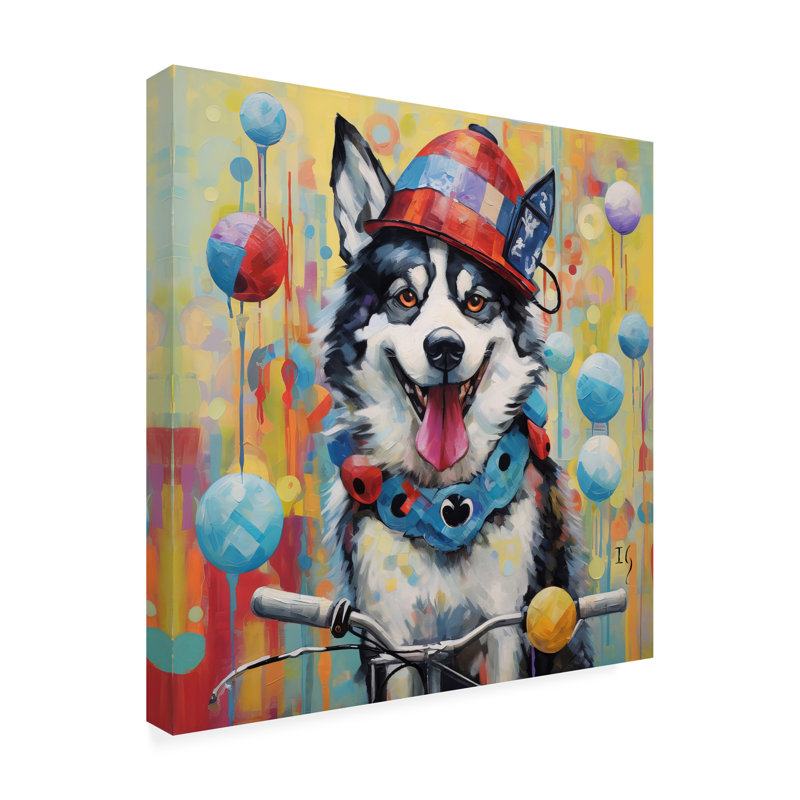 Animaux avec bouffon ludique sur toile, L 14 po x H 14 po