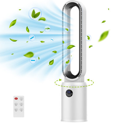 38” Bladeless Tower Fan With Remote, Air Circulator Cooling Fan For Indoor Use, 24 Speeds Settings, 12 Timer, Quiet Oscillating Fan For Home Bedroom Office