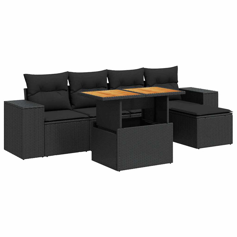  Ensemble de canapé de jardin noir