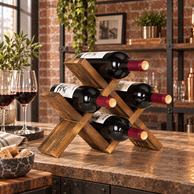 4 - Bottle Wine Bottle Rack in Brown