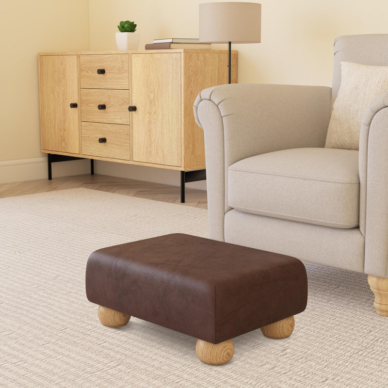 Collado Wood Bun Feet, Italian Leather, Chestnut Brown, Natural