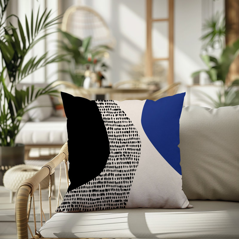 Coussin carré intérieur / extérieur pia, 19"H x 19"W, Bleu marine / noir / blanc cassé
