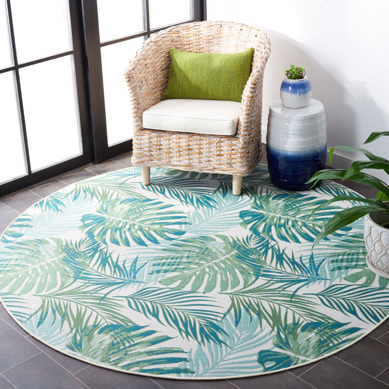 Ivanna 500 Performance Floral Indoor/Outdoor Area Rug, Round 8'