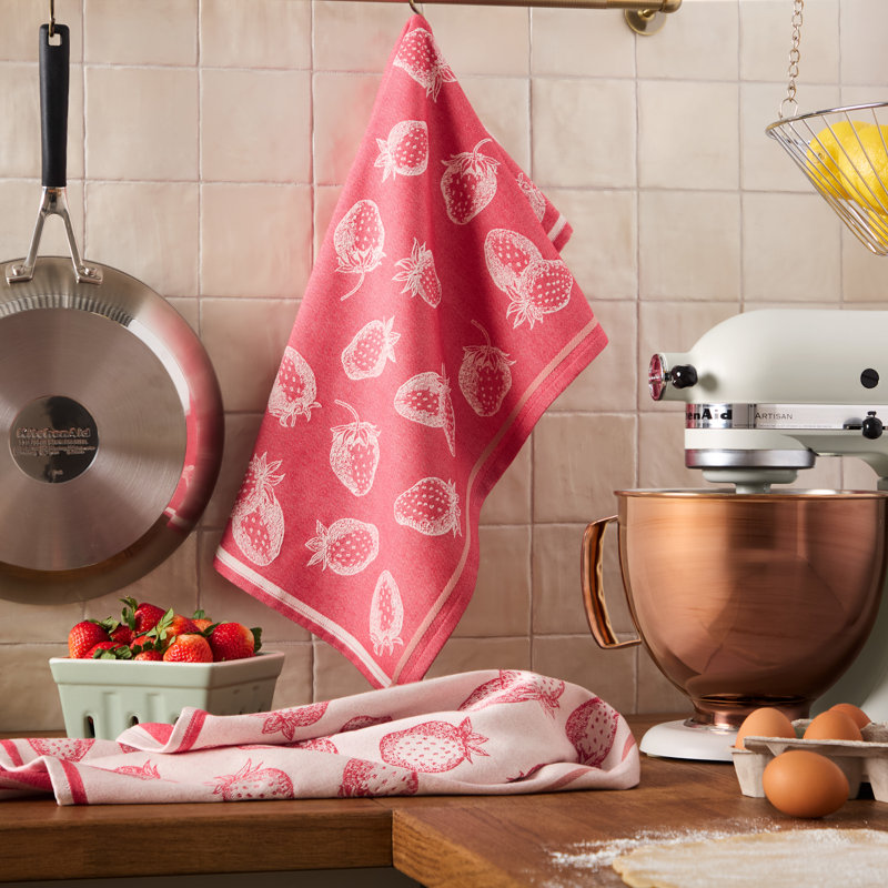 Ensemble de 2 essuie-tout en jacquard tissé à plat Harvest de Kitchenaid - Hibiscus / fraises roses séchées 20 po x 30 po