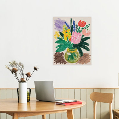 «Bright Spring Bouquet», art mural en bois encastré, 16 x 20