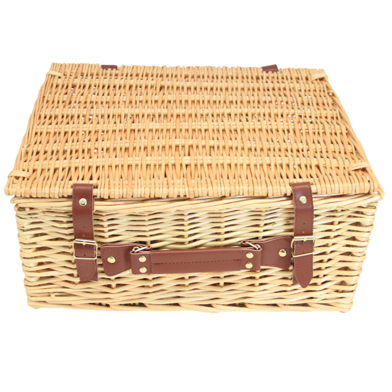 Wicker Hamper Basket with Lid, Beige, 34 L