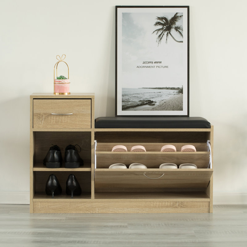 Gerred Upholstered Storage Bench, Oak