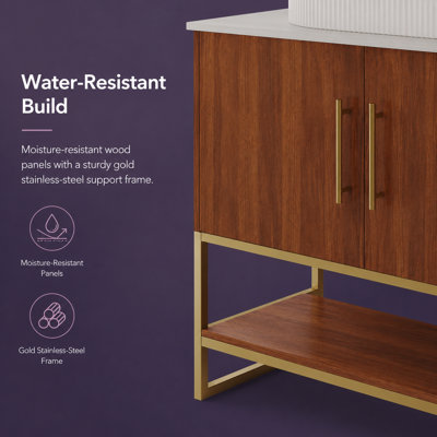 Ensemble de meuble-lavabo avec lavabo vasque en céramique et 2 tiroirs Heywood