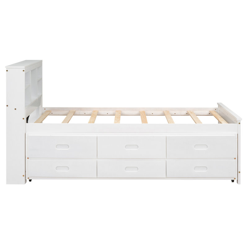 Lit plateforme avec rangement Idelson, Double, Blanc