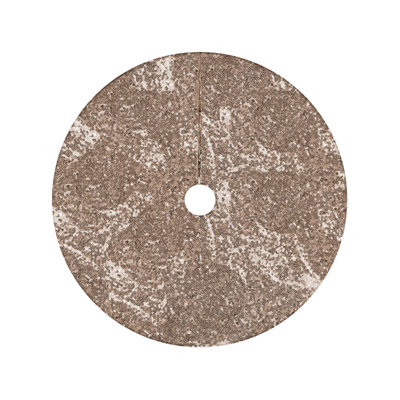 Sequin Velvet Christmas Tree Skirt With Glitter, Vintage Tree Cover For Holiday Party Decor, 24in Rose Gold