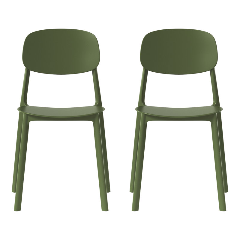 Outdoor Stacking Dining Side Chair, Green