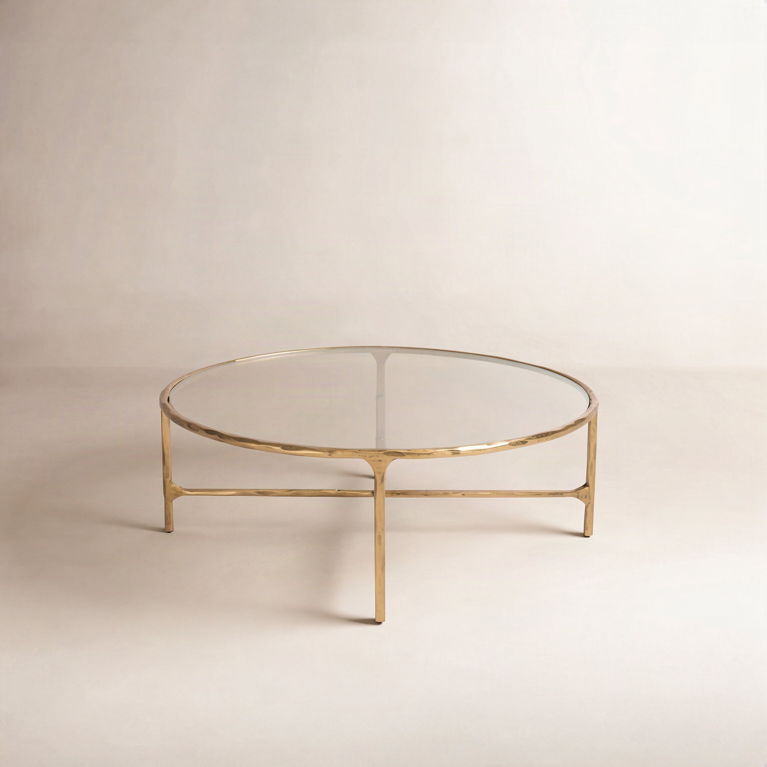 Evelynn Coffee Table, Brass, Clear