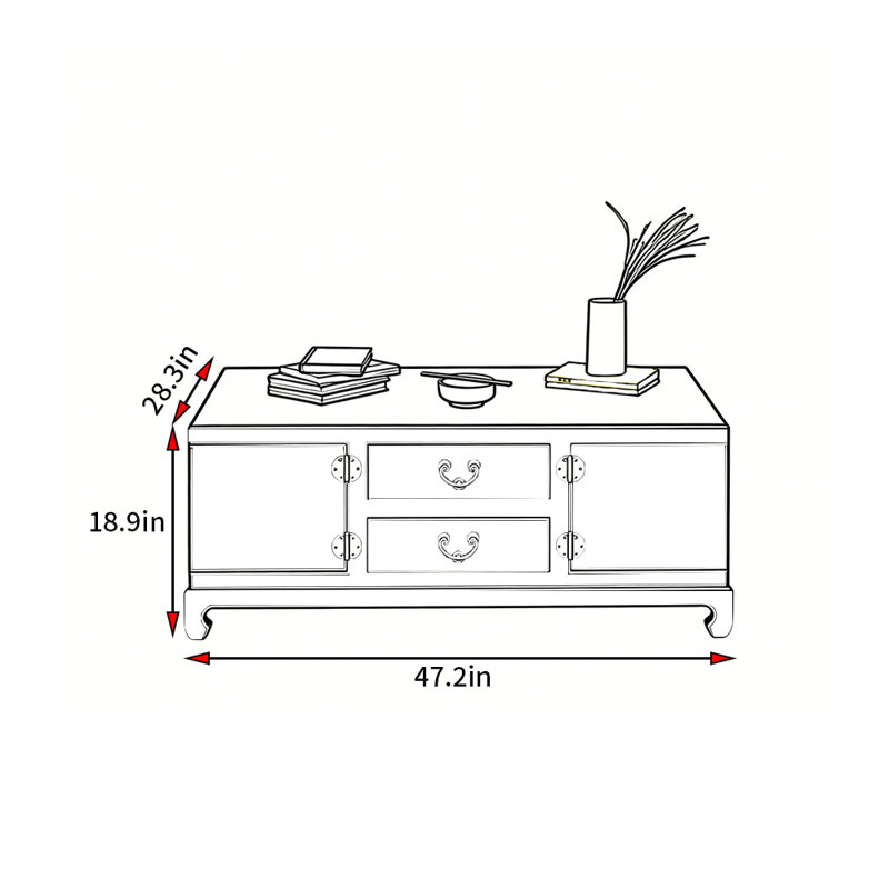 Nouvelle table basse de style minimaliste chinois, Rouge, Rouge