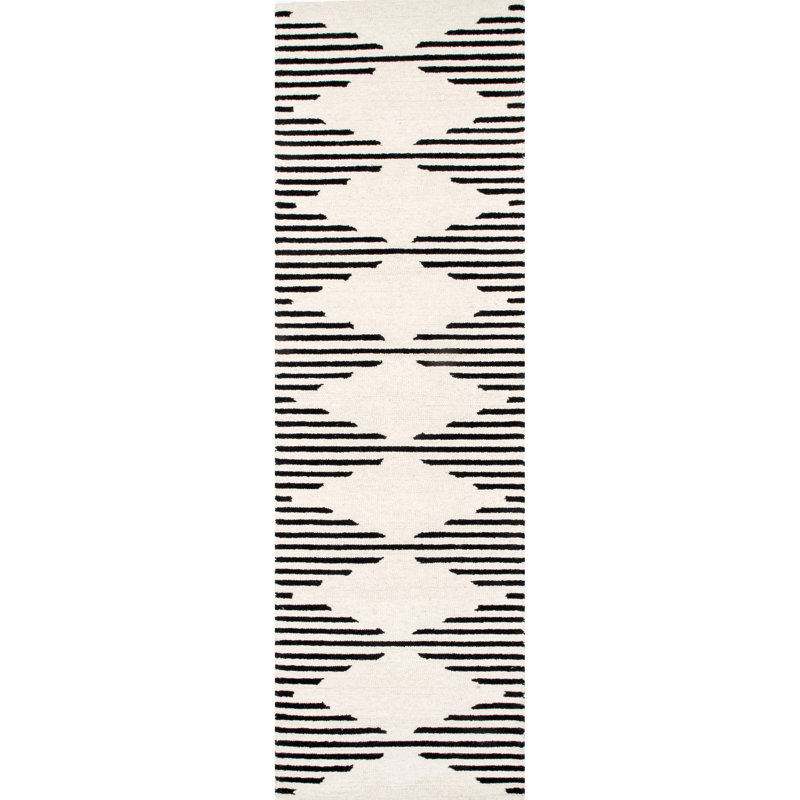 Tapis ivoire / noir Kaden, Tapis de couloir de 2 pi x 8 pi
