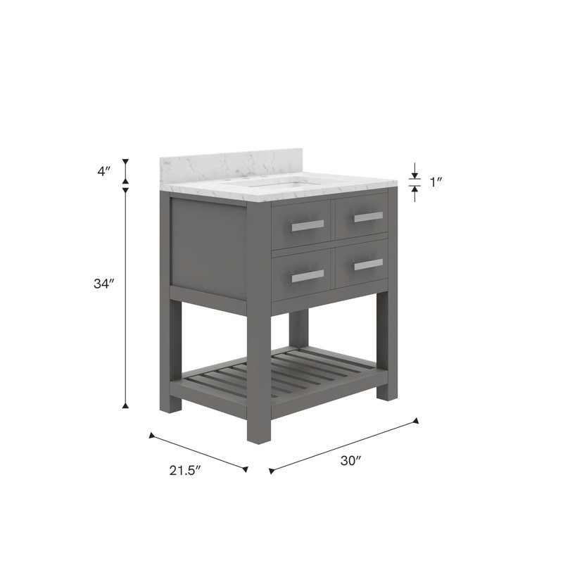 30 Inch Monarch Blue Single Sink Bathroom Vanity From The Madalyn Collection, Gray, No