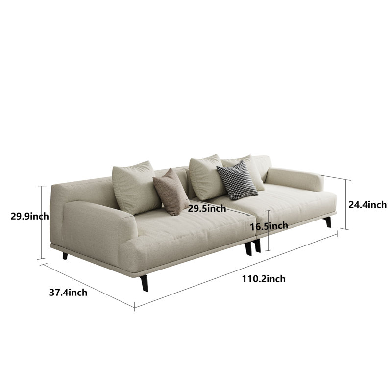 Reve Four-seater Cotton And Linen Sofa with pillows