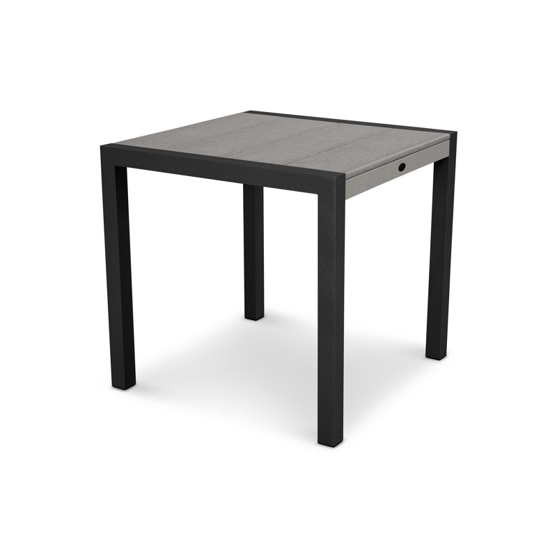 POLYWOOD Surf City Dining Table, 30" x 30", Textured Black/Stepping Stone