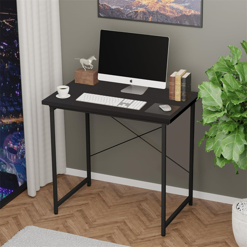 Petit bureau d'écriture avec crochets pour écouteurs, conception simple et moderne, H 29,5 po x l 31,4 po x P 19,6 po