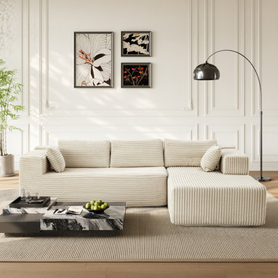 Canapé modulaire en forme de L de 105,9 po de style nuage, canapé confortable à assise profonde avec coussins moelleux, siège de salon rembourré moderne, aucun assemblage requis
