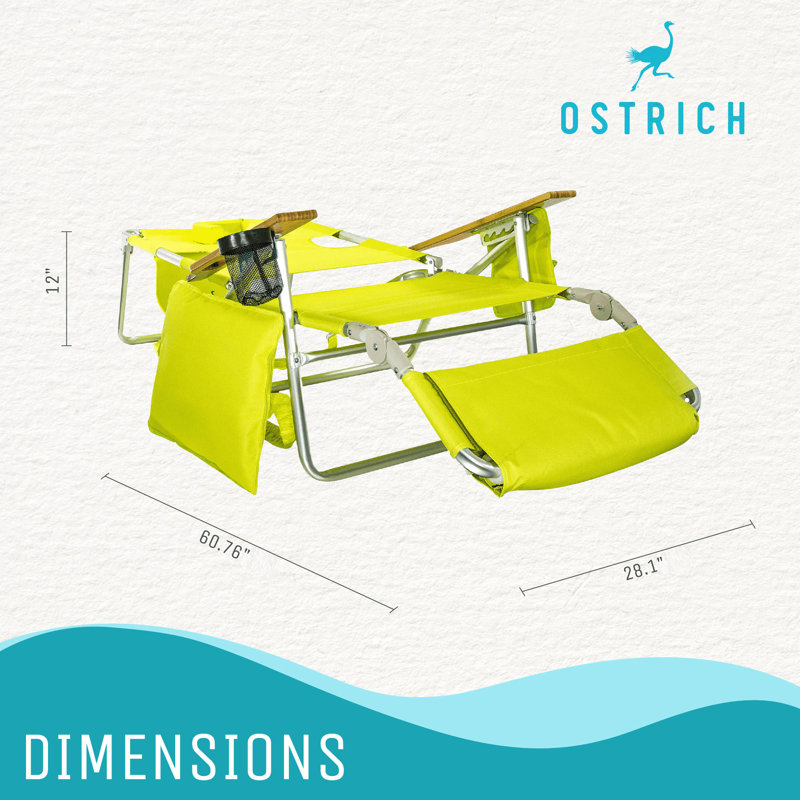 Deluxe Lime Green Portable Beach Lounger with Cushions and Adjustable Footrest