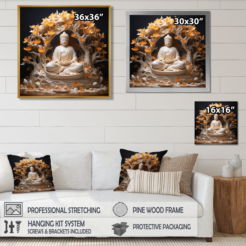 Tohei - Buddhism Wall Art Living Room, Black Floater Framed, 16" H x 16" W