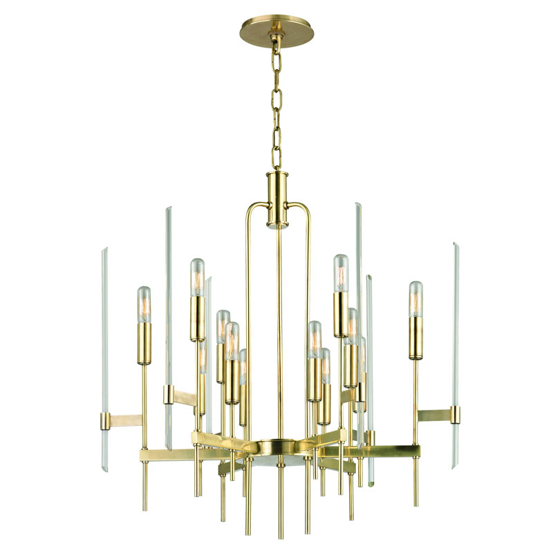 Bari 12 Light Chandelier, Aged Brass