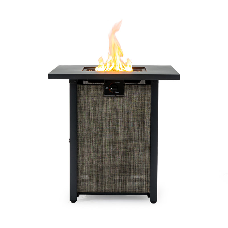 28" Propane Gas Fire Pit Table, 50000 BTU Square Steel Fire Pit  for Outside Patio Deck Garden Courtyard -Black