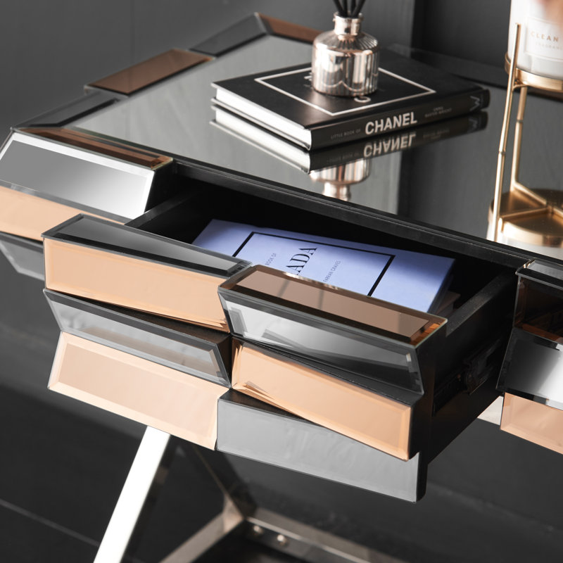 Guion Glass Top End Table, Rose Gold