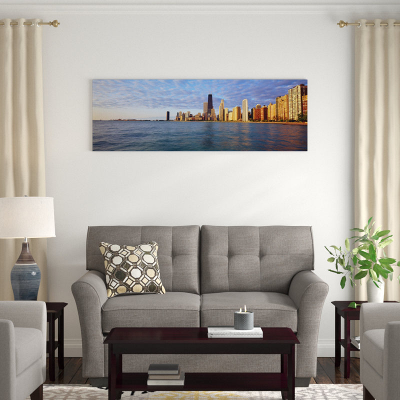 «Lake Michigan Chicago Illinois» par Panoramic Images - Impression sur toile tendue sur châssis, H 16 po x l 48 po x 1,5 po