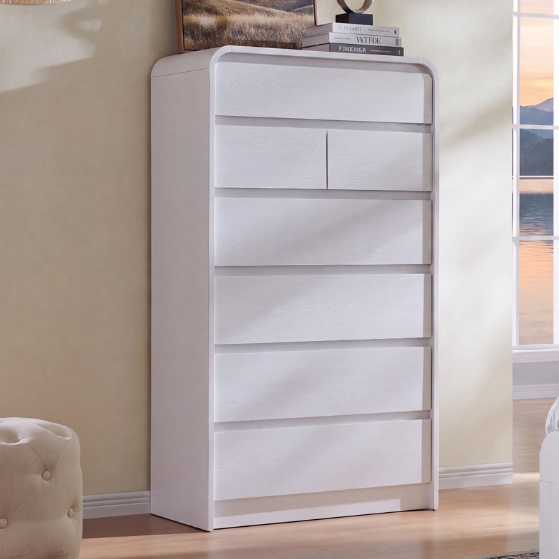 Commode 7 tiroirs Maud, Blanc, L 31,5 po x L 15,55 po x H 55,5 po