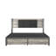 EU Double & King RGB LED Metal Storage Platform Bed with USB-C Charging, PU Tufted Headboard & 2 Footboard Drawers, Black,  140/160x200cm-1922047078