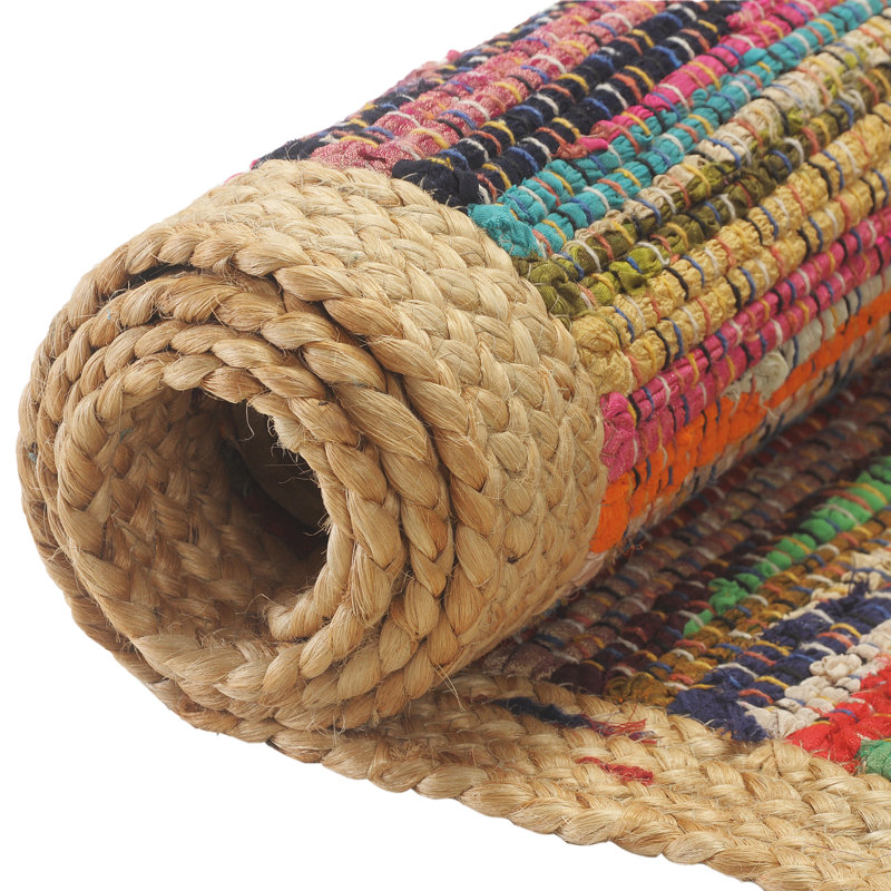 Handmade Multicolor Striped Reversible Woven Area Rug, Rectangle 2' x 3' 