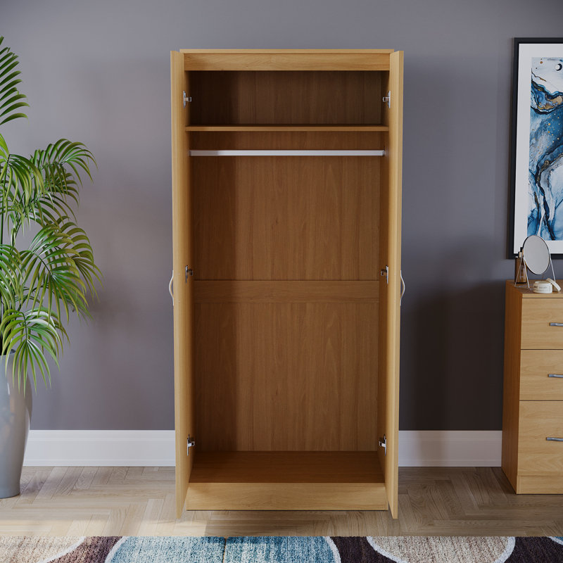 Maybery 2 Door Manufactured Wood Wardrobe, Pine