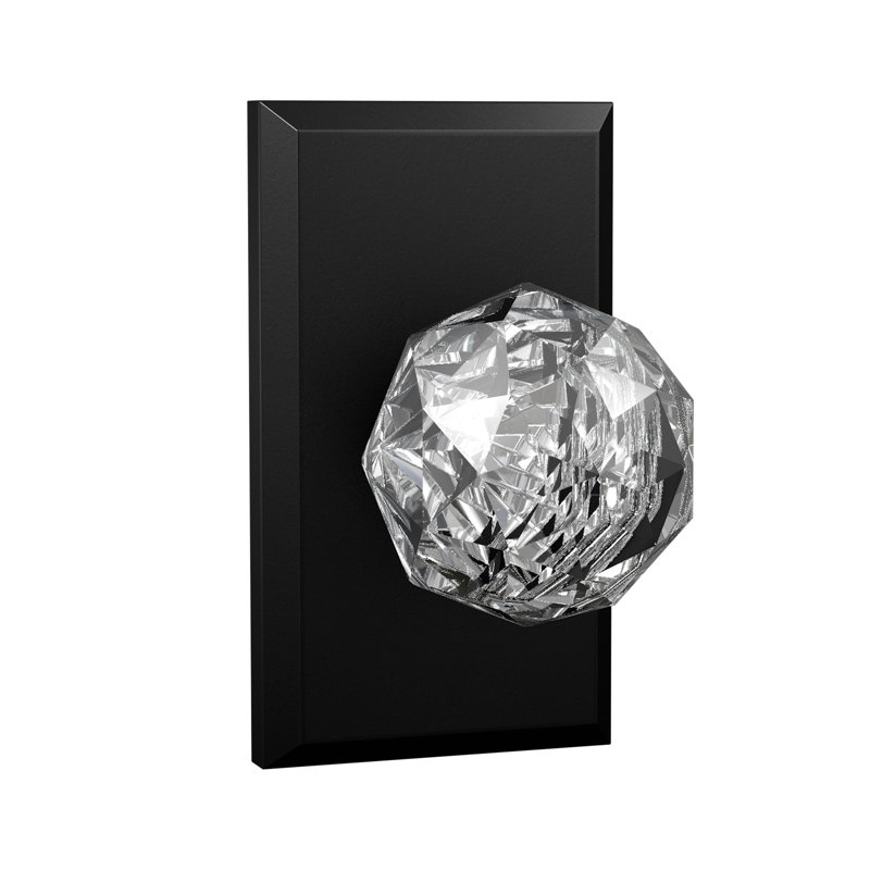 Fausse poignée Bravura 926-G1 en cristal sur fond rose mat biseauté, Noir satiné