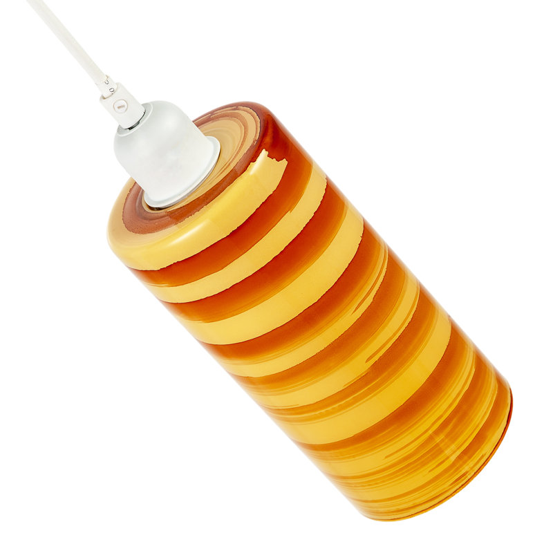 Striped Amber Glass Cylinder Pendant Shade With Retro Inspired Look By 