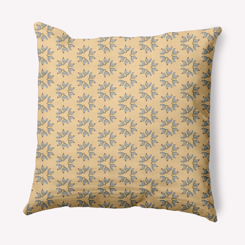Housse et insert de coussin décoratif carré Chickens-go-rond, 16 po x 16 po, Jaune maïs