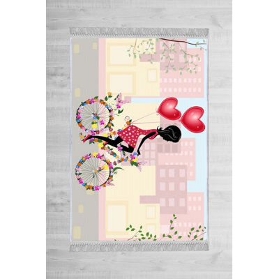 Nojus Cotton Pink/Yellow/Red Rug